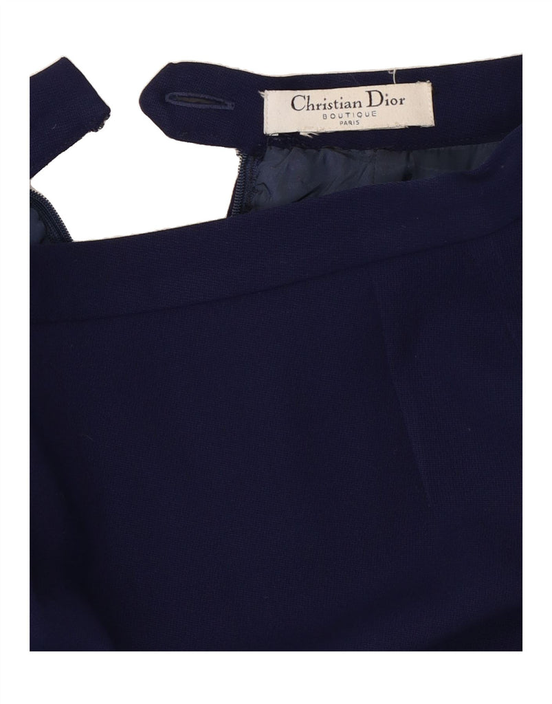 CHRISTIAN DIOR Womens High Waist Mini Skirt UK 4 XS W24 Navy Blue Designer Vintage Christian Dior and Second-Hand Christian Dior from Messina Hembry 