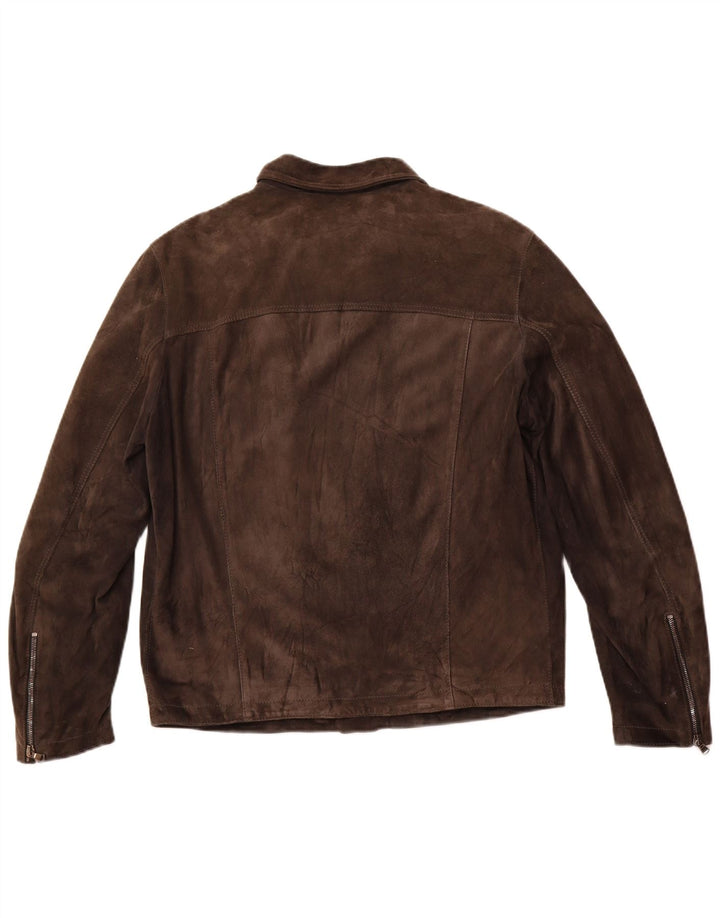Винтажная женская замшевая куртка UK 12, кожа среднего коричневого цвета