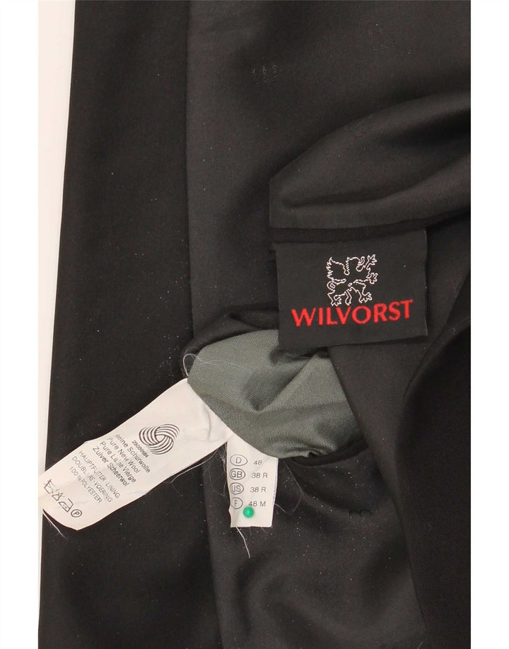 Мужской пиджак на 1 пуговице Wilvorst UK 38, средний черный, новая шерсть