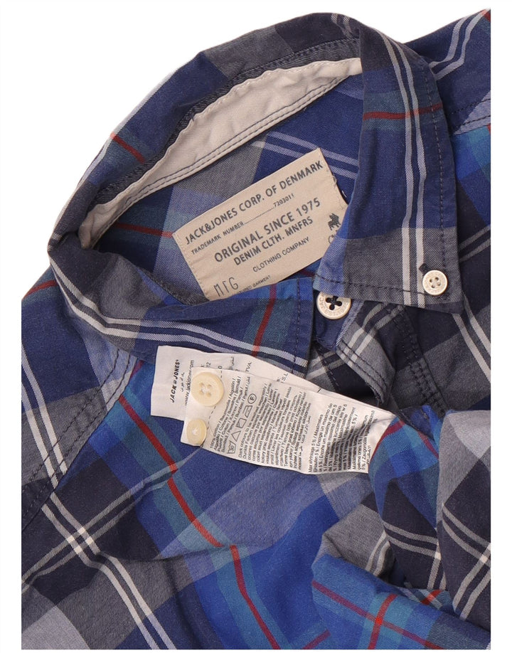 Фланелевая рубашка Jack & Jones для мальчиков 11–12 лет, синяя клетка, хлопок