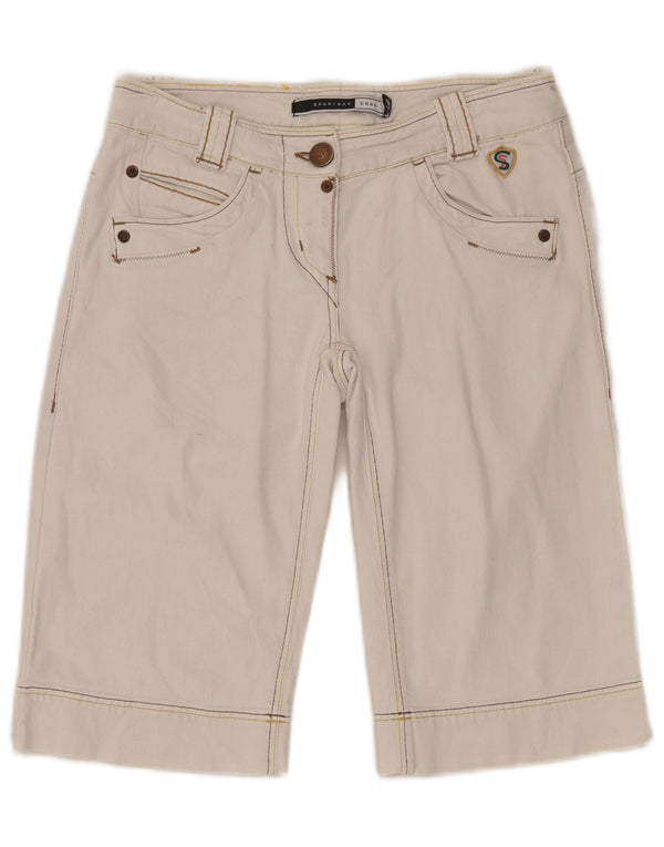 Sportmax Womens Denim Shorts UK 8 Small W27 White Cotton
