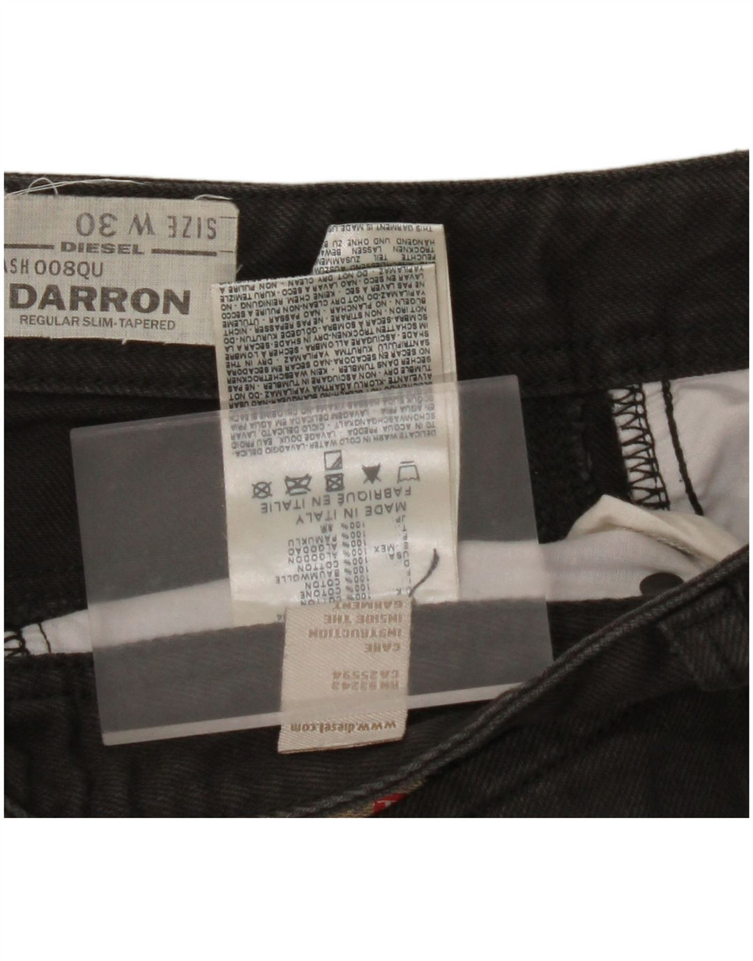 Мужские зауженные зауженные джинсы DIESEL Darron Regular W30 L28, черный хлопок