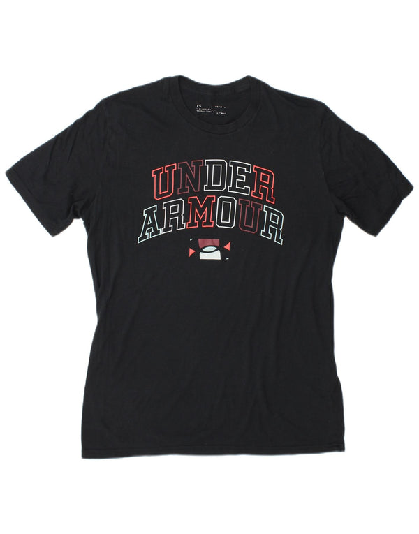 Мужская футболка с рисунком Under Armour Heat Gear, топ среднего размера, темно-синий, хлопок