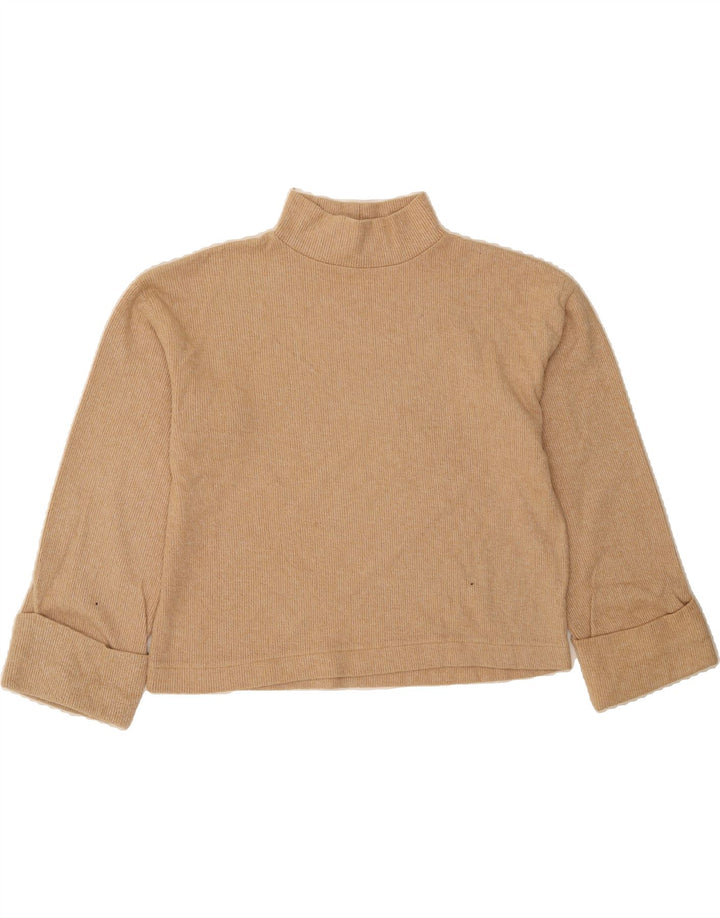 ZARA Womens Oversized Crop Turtle Neck Jumper Sweater UK 10 Small Beige Vintage Zara and Second-Hand Zara from Messina Hembry 