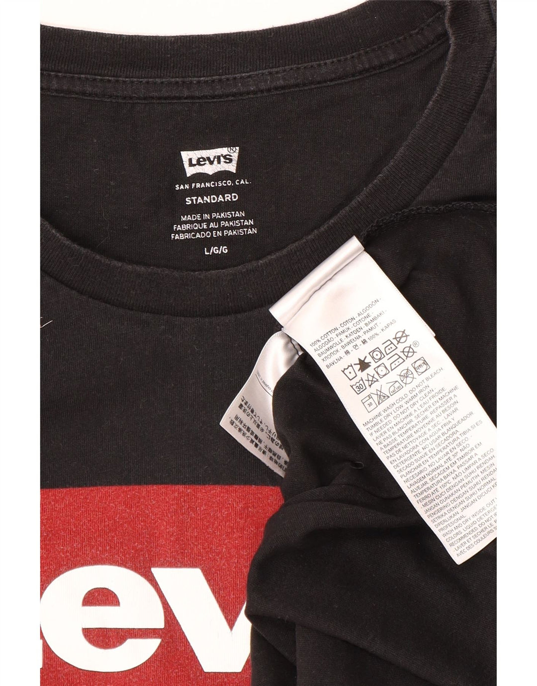 Мужской топ стандартного кроя с рисунком Levi's, длинный рукав, большой черный хлопок, хлопок