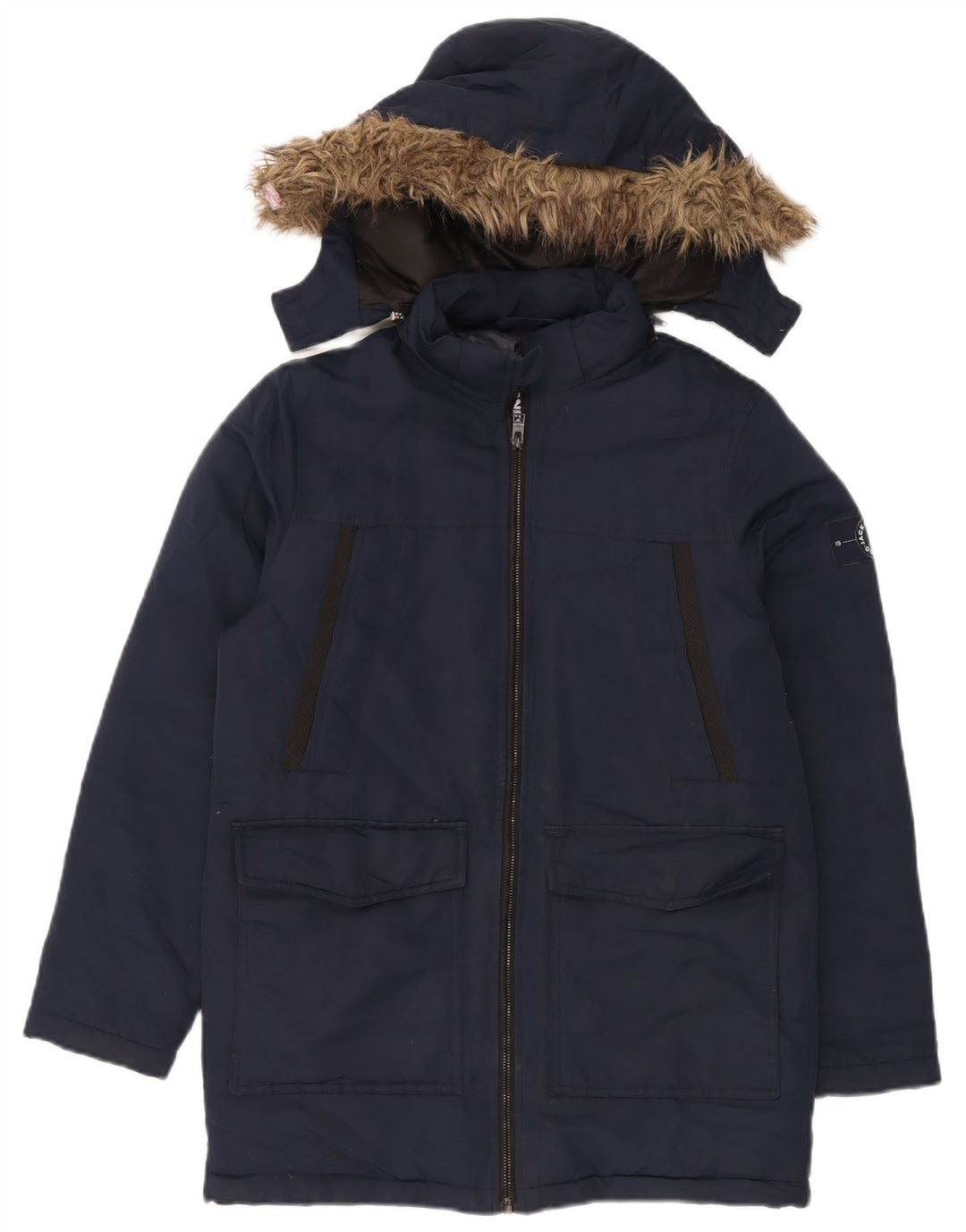 Утепленное пальто с капюшоном Jack & Jones для мальчиков 13–14 лет, темно-синий, полиэстер