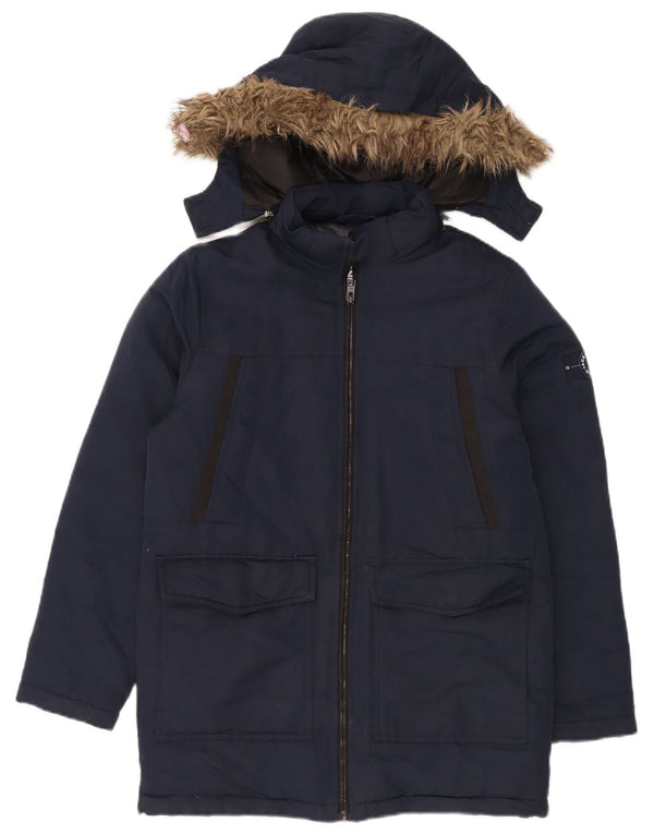 Утепленное пальто с капюшоном Jack & Jones для мальчиков 13–14 лет, темно-синий, полиэстер