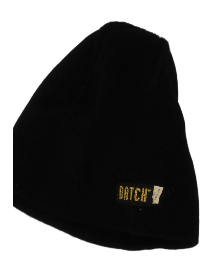 DATCH Mens Graphic Knit Beanie Hat One Size Black Acrylic Classic
