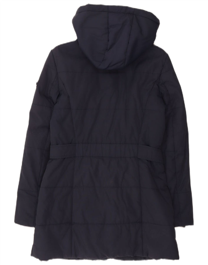 Женское стеганое пальто с капюшоном Esprit UK 10, маленькое темно-синее, полиамид