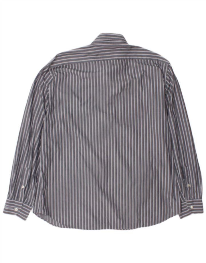 Мужская рубашка Roccobarocco, размер 45, 18, 2XL, серая в полоску