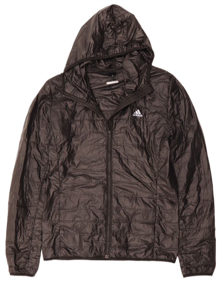 Мужская куртка-бомбер Adidas с капюшоном UK 36, маленькая, черная, полиэстер