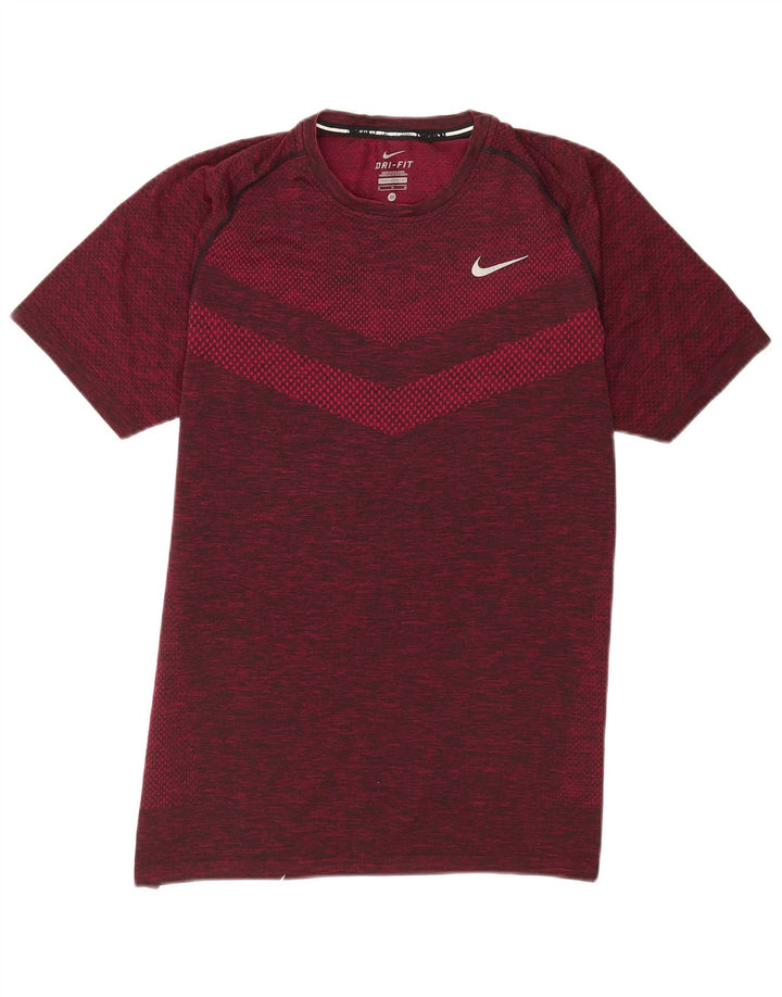 Мужская футболка Nike Dri Fit среднего цвета, бордовая с крапинками