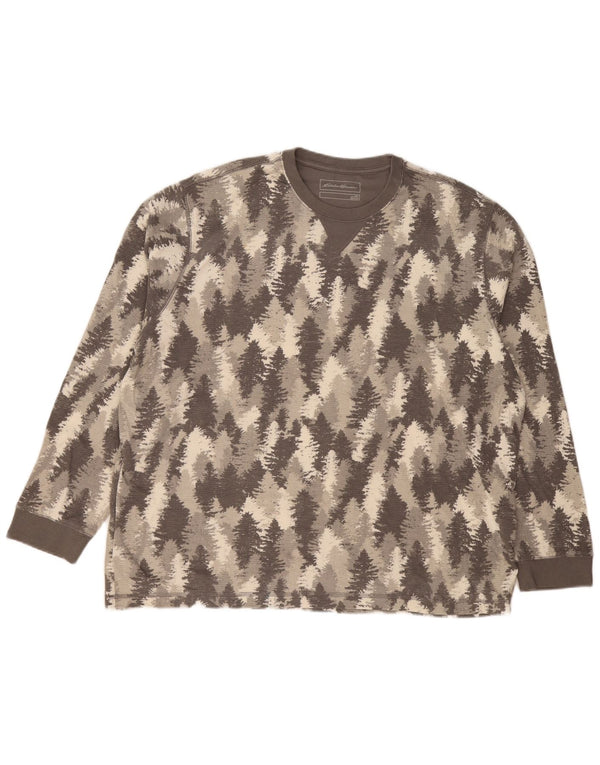 Мужской топ с абстрактным узором EDDIE BAUER, длинный рукав, 2XL, серый хлопок