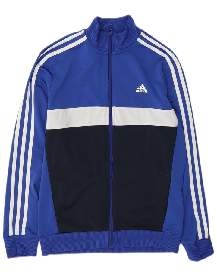 Спортивный костюм Adidas для мальчиков, верхняя куртка 13–14 лет, синяя, полиэстер с цветными блоками