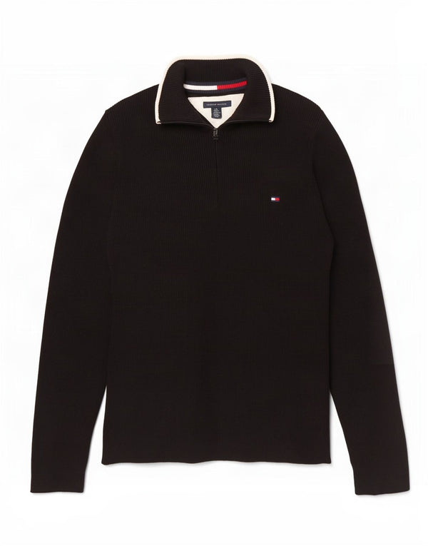 Женский джемпер с воротником на молнии Tommy Hilfiger UK 14, большой черный хлопок