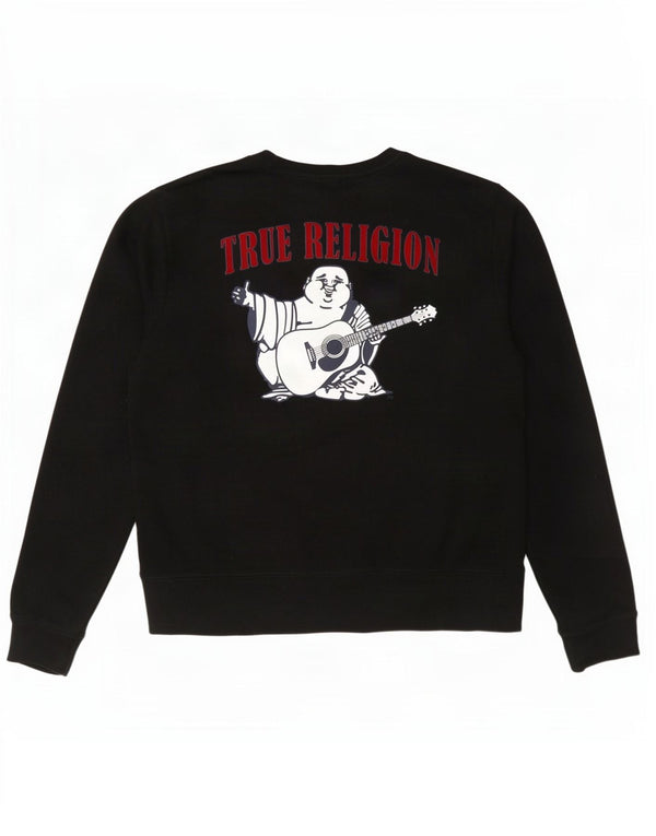 Женский свитер с рисунком True Religion, большой черный хлопковый джемпер, Великобритания 16 шт.