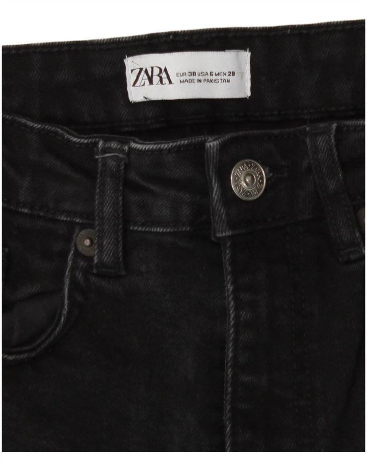 Женские прямые джинсы Zara EU 38, маленькие W28 L25, черный хлопок