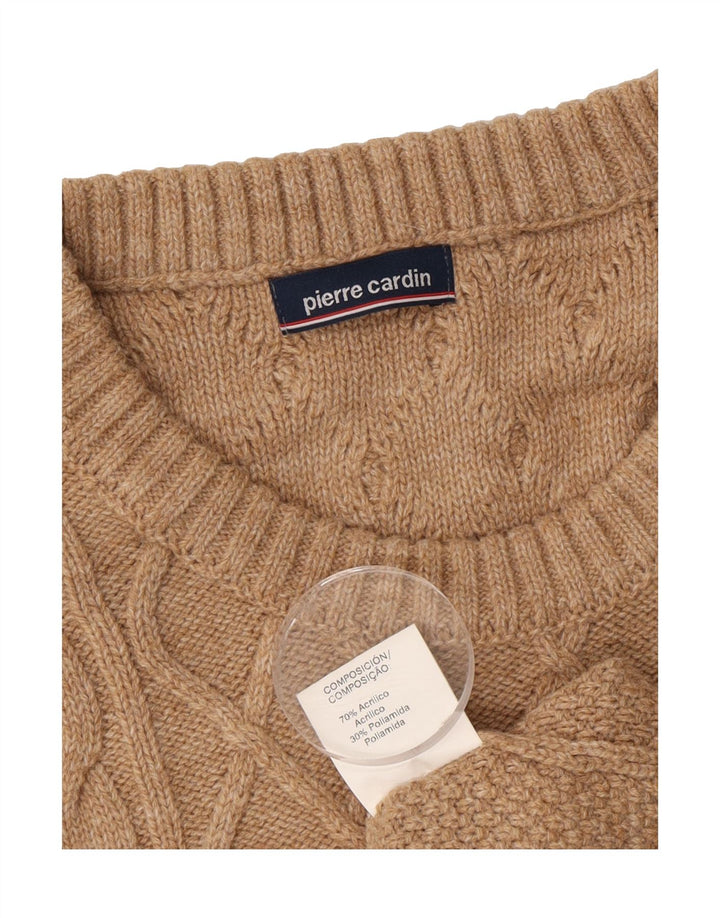 PIERRE CARDIN Mens Crew Neck Jumper Sweater Medium Beige Acrylic Vintage Pierre Cardin and Second-Hand Pierre Cardin from Messina Hembry 