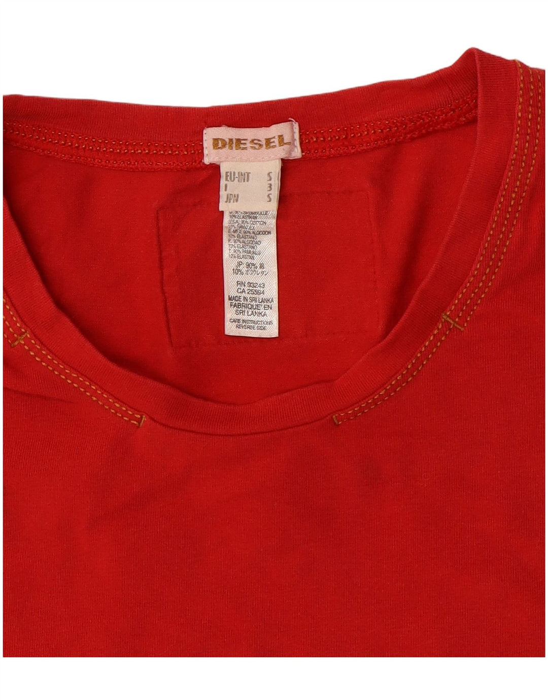 Женская футболка DIESEL Top UK 10 Small Red Cotton