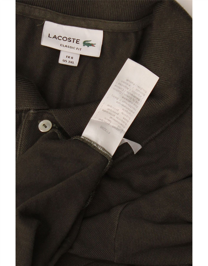 Мужская рубашка-поло классического кроя Lacoste, размер 8, 3XL, хлопок цвета хаки