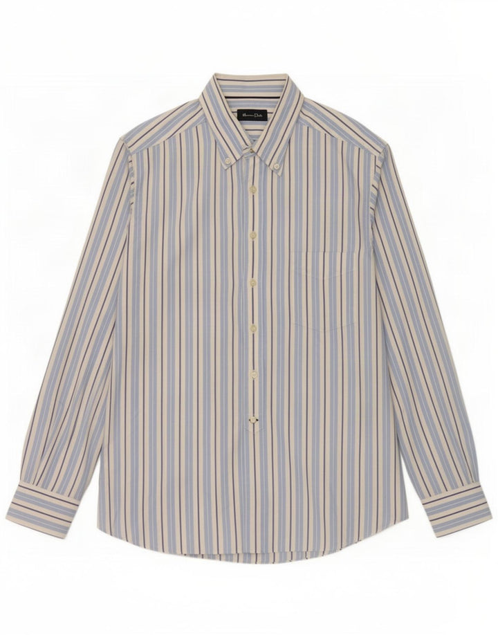 Мужская рубашка Massimo Dutti XL синяя в тонкую полоску