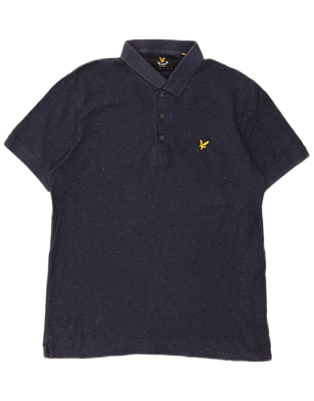 Мужская рубашка поло LYLE & SCOTT среднего размера, темно-синяя, хлопковая в крапинку