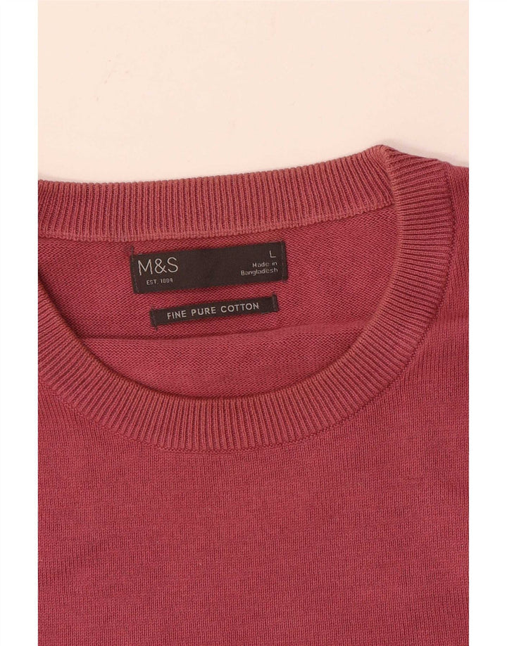 Мужской джемпер с круглым вырезом Marks & Spencer, большой красный хлопковый свитер
