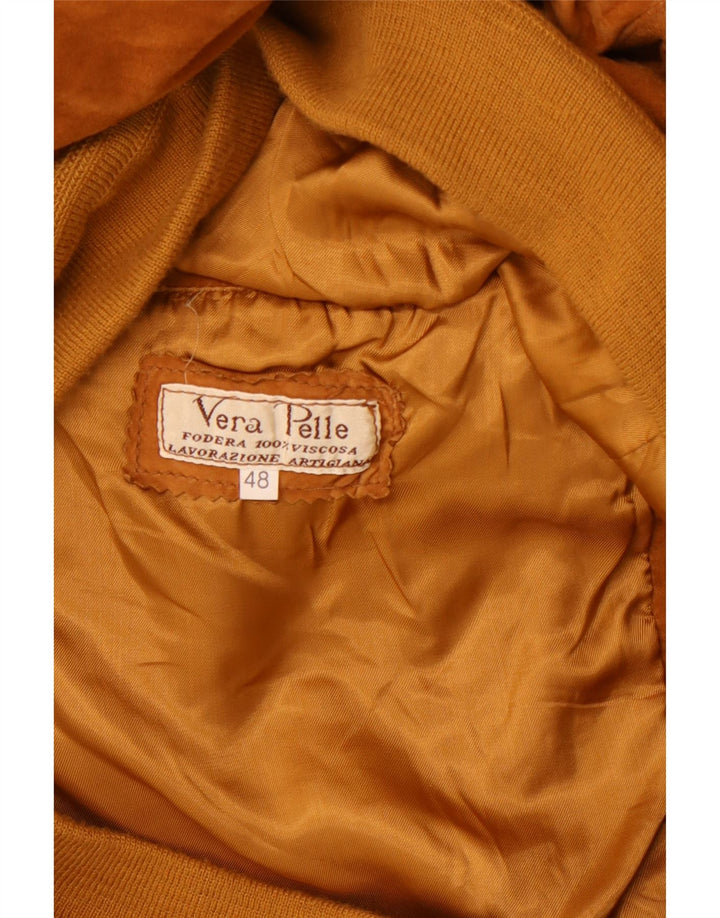 LAVORAZIONE ARTIGIANA Мужской замшевый бомбер IT 48 Средне-коричневый кожаный