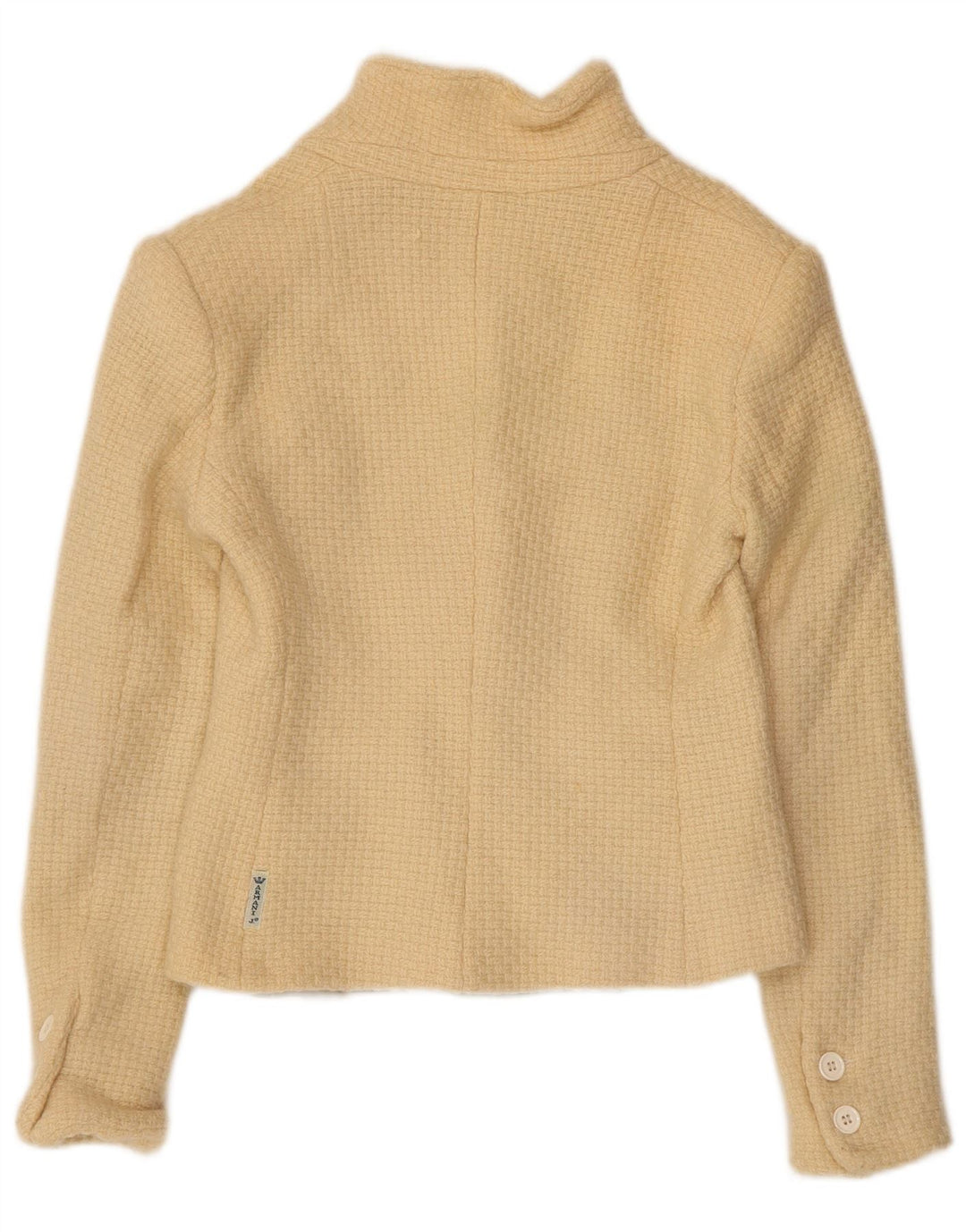 ARMANI JEANS Женский укороченный пиджак на 3 пуговицах UK 12 Средний Бежевый Шерстяной