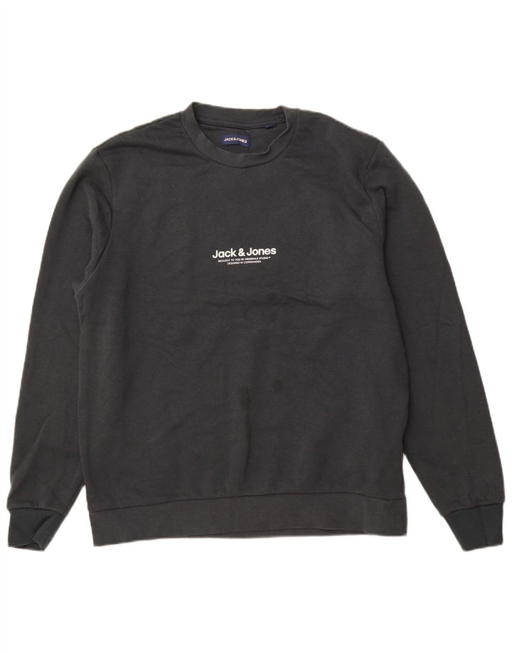 Мужской свитшот JACK & JONES, большой серый хлопковый джемпер