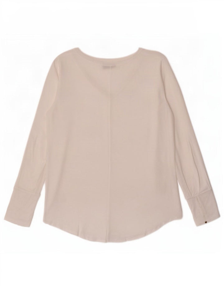 Женский прозрачный топ Massimo Dutti с длинным рукавом UK 12, средний белый лиоцелл