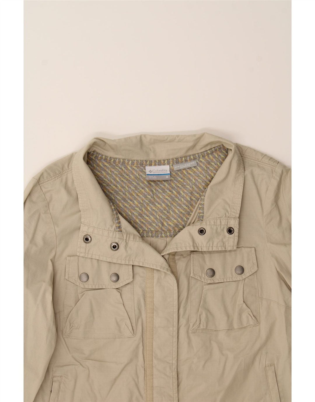 COLUMBIA Womens Bomber Jacket UK 14 Medium Beige Cotton Vintage Columbia and Second-Hand Columbia from Messina Hembry 