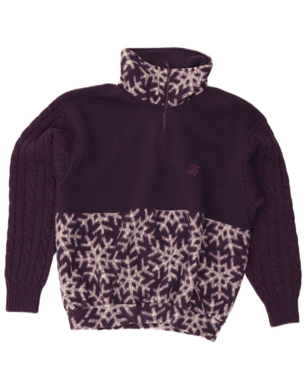 Nordica Womens Oversized Abstract Pattern Fleece Jumper UK 10 Small Purple