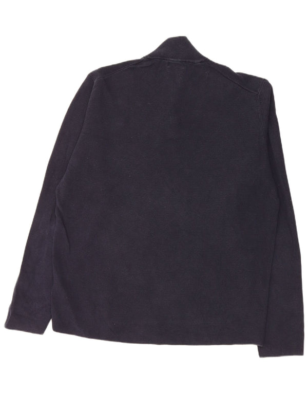 Мужской джемпер с воротником на молнии Massimo Dutti XL, темно-синий, хлопок
