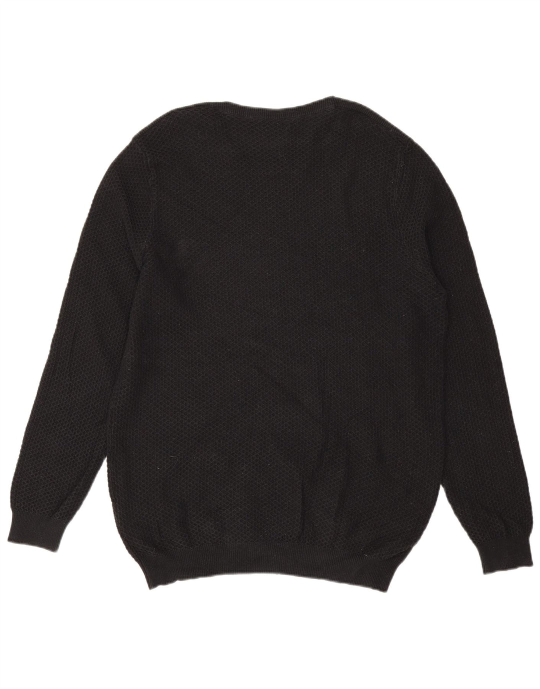 Мужской джемпер с круглым вырезом Massimo Dutti XL, черный хлопок