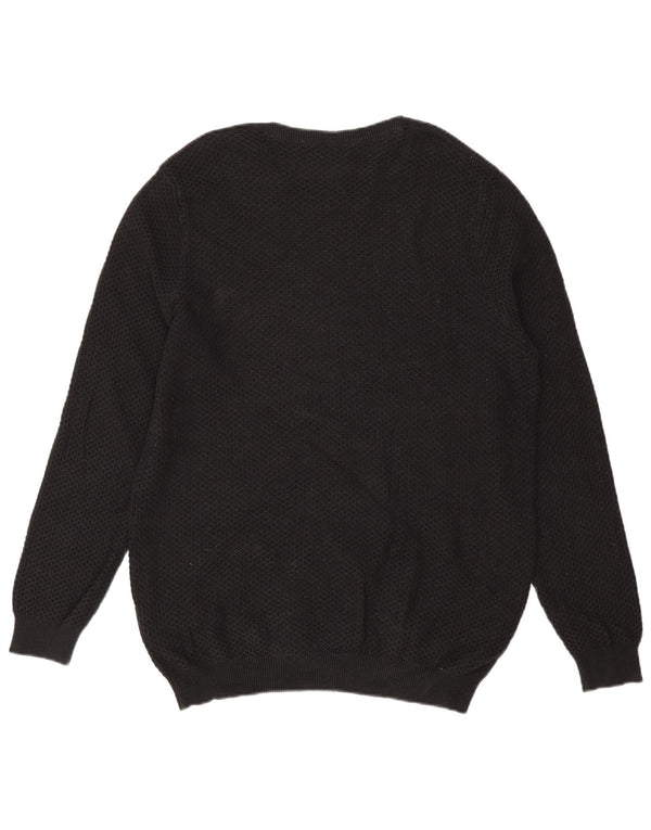 Мужской джемпер с круглым вырезом Massimo Dutti XL, черный хлопок