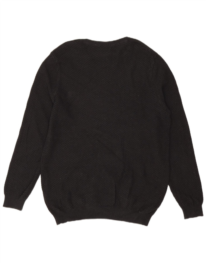 Мужской джемпер с круглым вырезом Massimo Dutti XL, черный хлопок