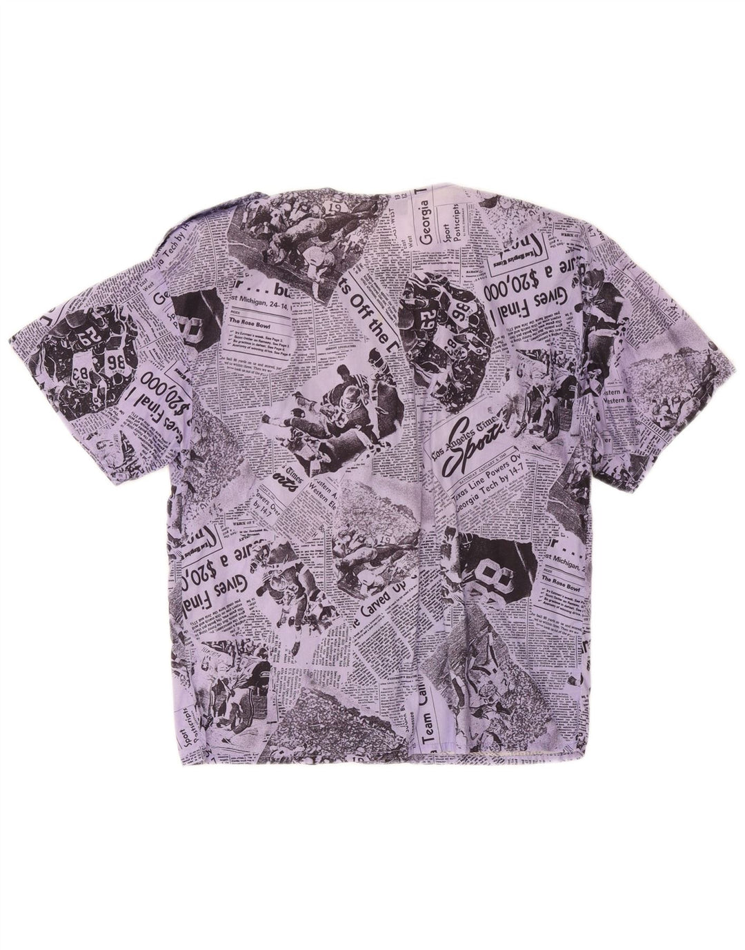 Винтажная женская блузка-рубашка с коротким рукавом с графическим рисунком IT 46, большой сиреневый цвет