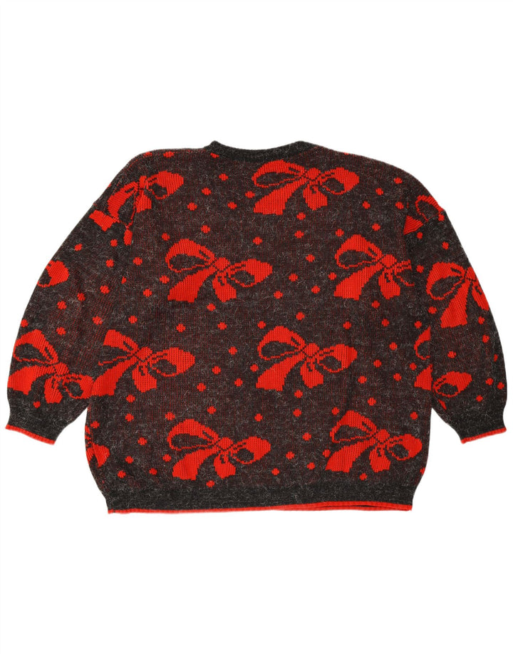 ВИНТАЖНЫЙ женский свободный джемпер с круглым вырезом, Великобритания, 22, 3XL, серый в горошек