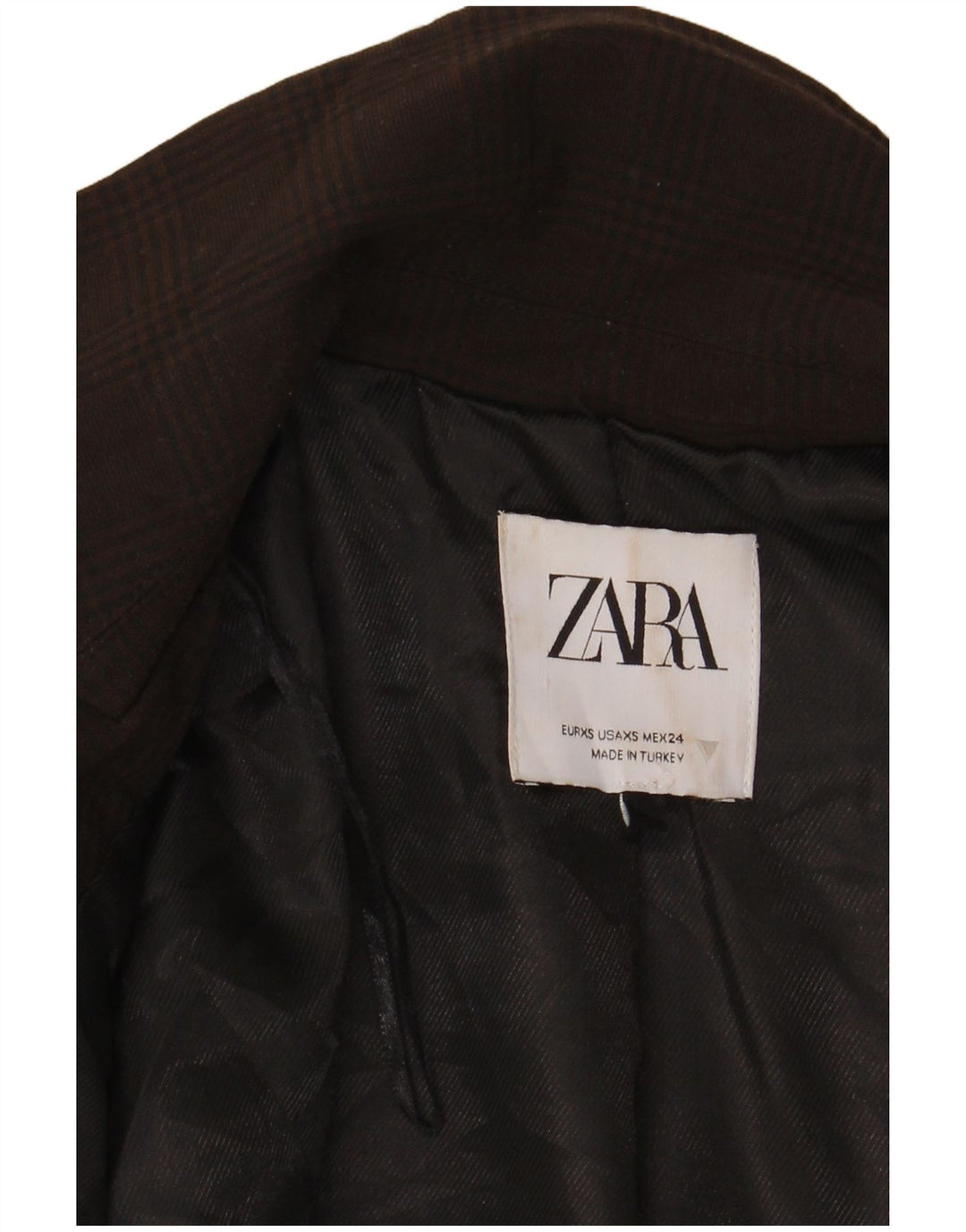 Женский укороченный пиджак на 1 пуговице Zara UK 6 XS Коричневый с узором "гусиные лапки"