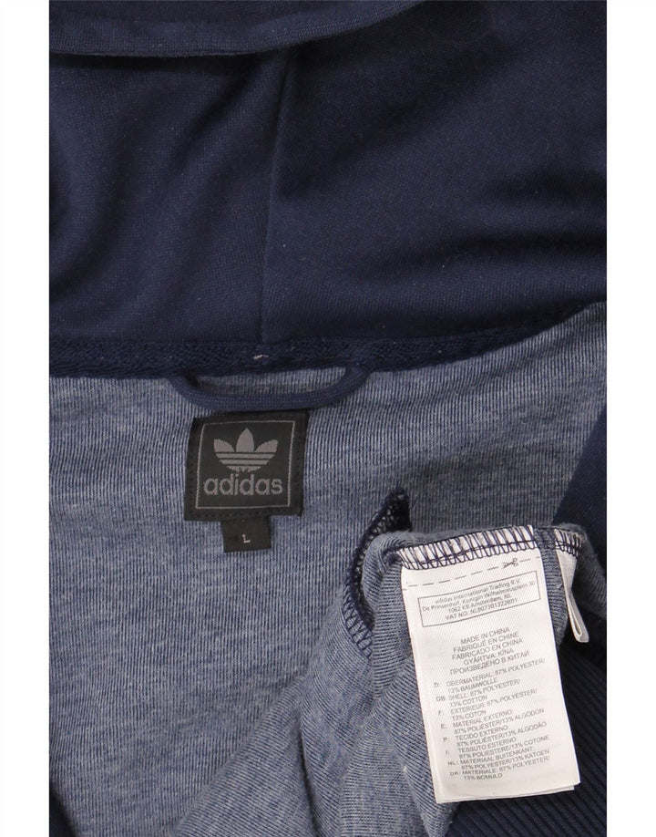 Мужской свитер с капюшоном на молнии Adidas большой темно-синий из полиэстера