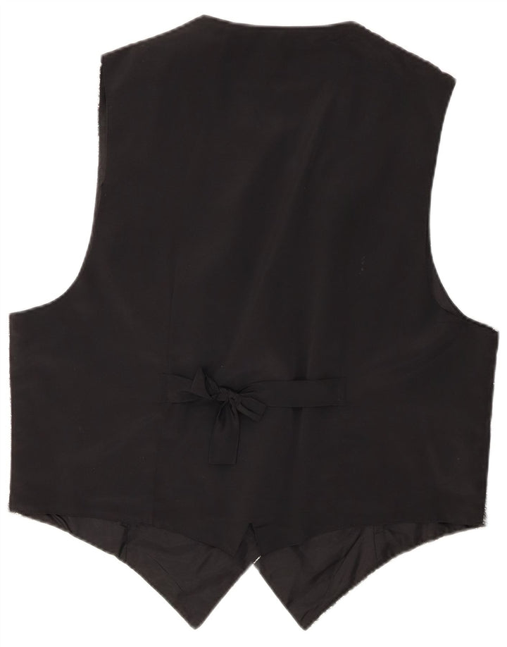 ВИНТАЖНЫЙ женский жилет UK 18 XL, черный полиэстер с цветочным принтом