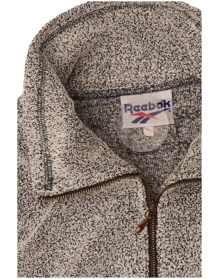 Мужской топ Reebok с воротником на молнии и длинным рукавом, средний серый в крапинку