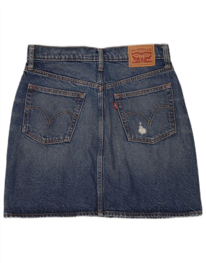 Женская джинсовая юбка Levi's с эффектом потертости W28, средний синий хлопок, хлопок