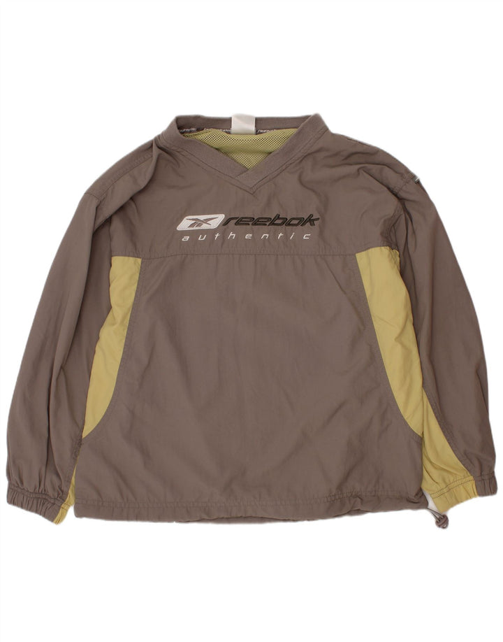 Спортивный костюм Reebok с графическим рисунком для мальчиков 9–10 лет, серый с цветными блоками