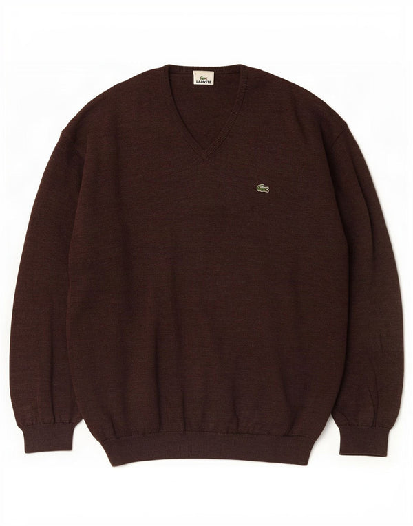 Мужской джемпер с v-образным вырезом Lacoste, размер 6 XL, коричневый