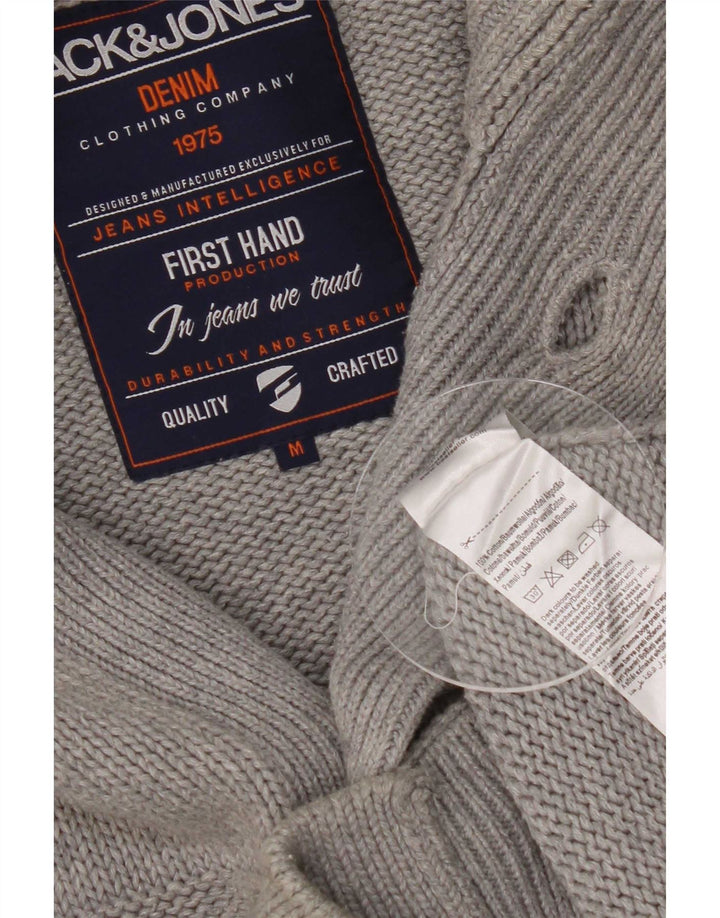 Мужской кардиган Jack & Jones, хлопковый свитер в серую полоску среднего размера