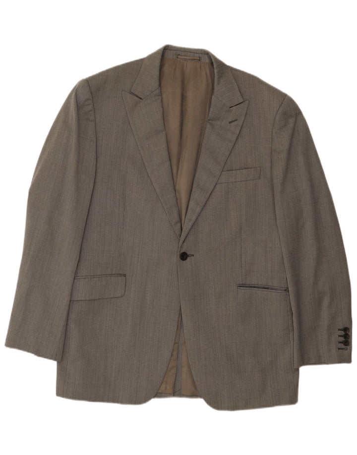 Мужской пиджак Aquascutum на 1 пуговице, Великобритания, 44, 2XL, серый, шерстяной с узором «в ёлочку»