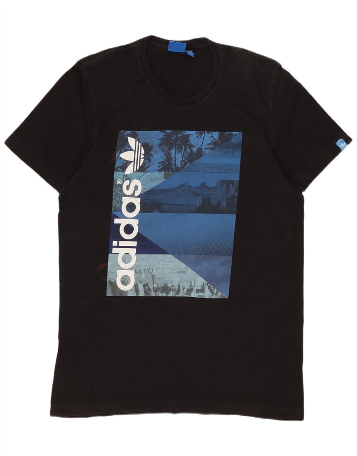 Мужская футболка ADIDAS с графическим рисунком, средний черный хлопок