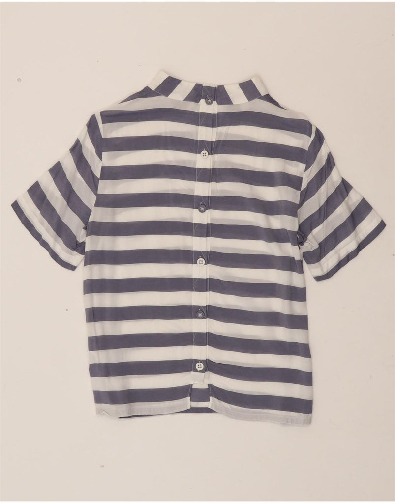 BANANA REPUBLIC Womens Petite Shirt Blouse UK 10 Small Navy Blue Striped Vintage Banana Republic and Second-Hand Banana Republic from Messina Hembry 